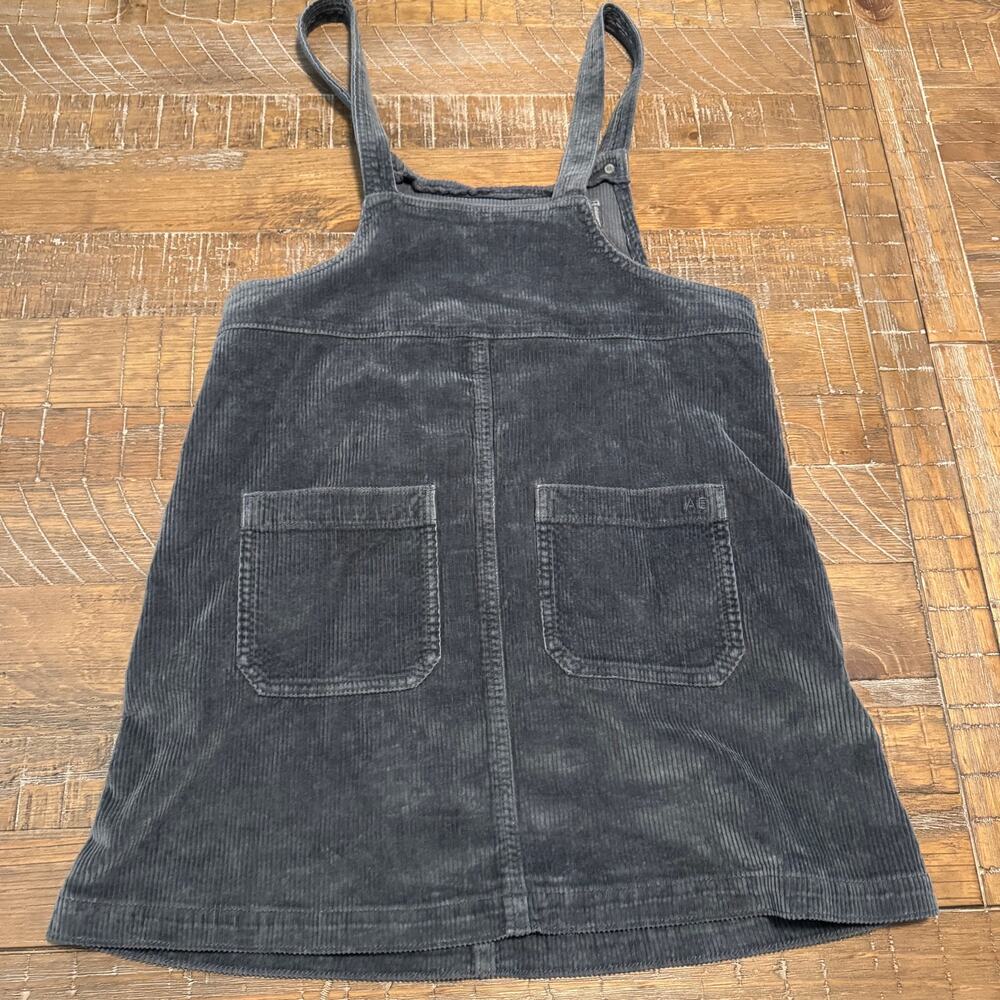 American Eagle Charcoal Grey Corduroy Overall Pinafore Dress Size Small Classic - Picture 6 of 9